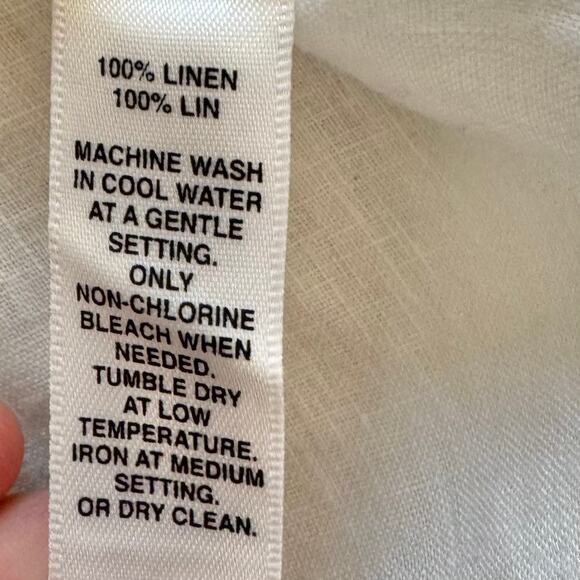 Saks Fifth Avenue White Linen V Neck Boxy Tunic Blouse Medium - Picture 5 of 10